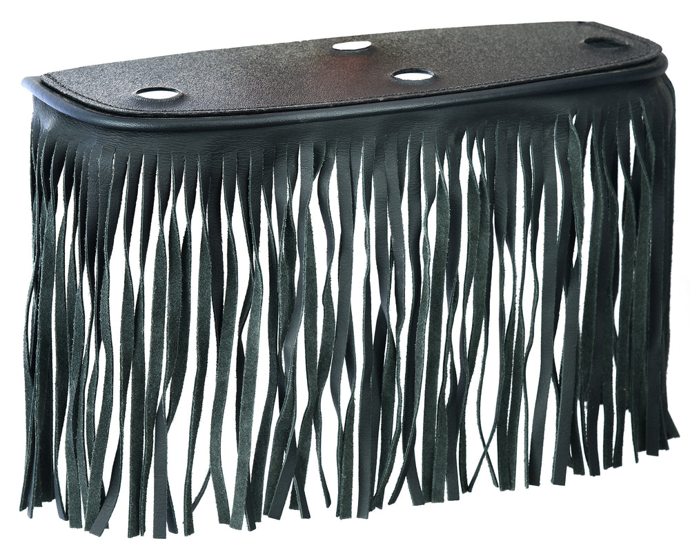 B1005 Black Leather Floor Boards with Fringe - Large