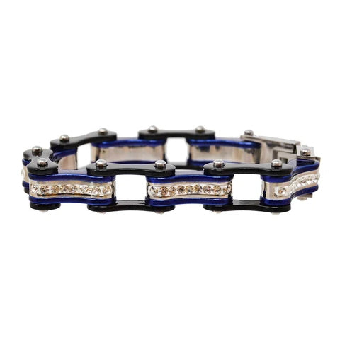 VJ117 Two Tone Black/Candy Blue W/White Crystal Centers