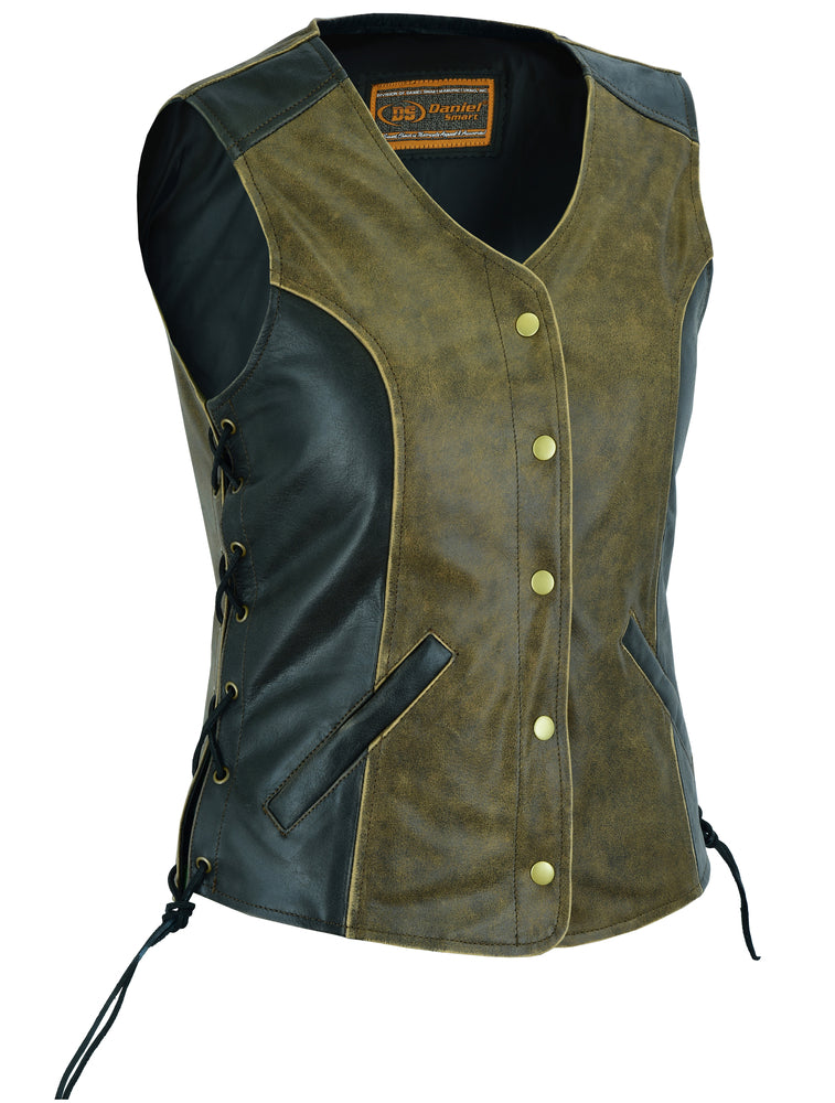 DS214  Women's Stylish Longer Body &frac34; Vest - Side Laces - Two T