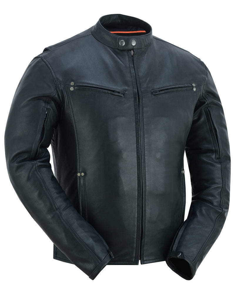 Men's Lightweight Drum Dyed Naked Lambskin Jacket - Black