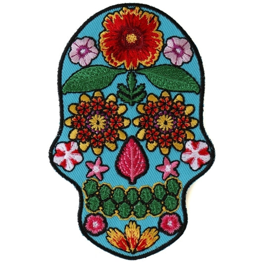 P6152 Flower Skull Blue Patch