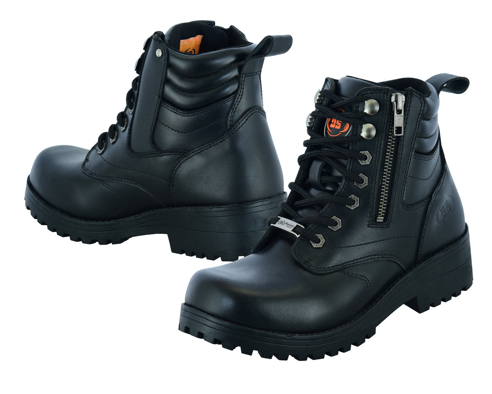 Women's Side Zipper Plain Toe Boots