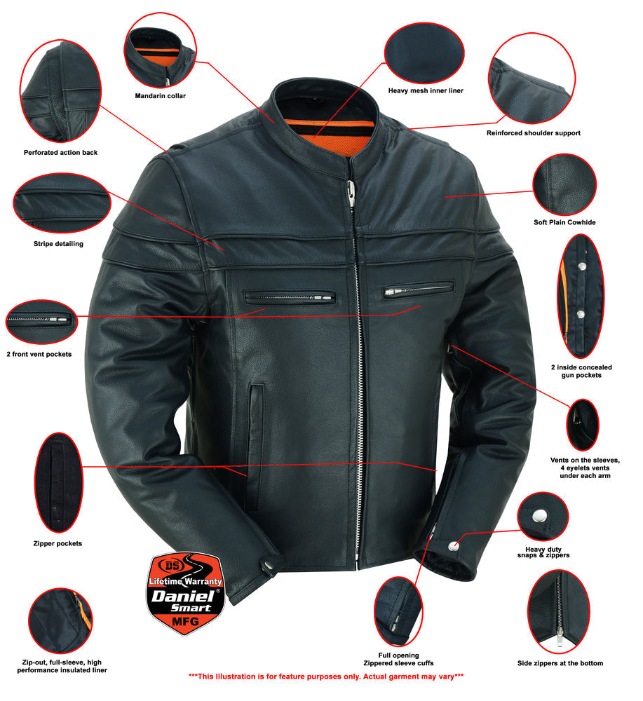 Full Hand Black Leather Motorcycle Jacket