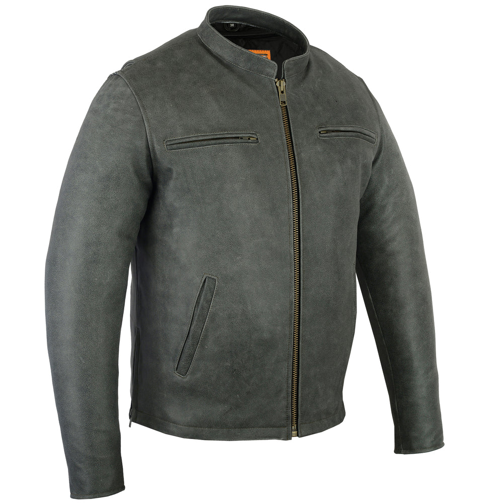 Men's Sporty Gray Leather Cruiser Jacket