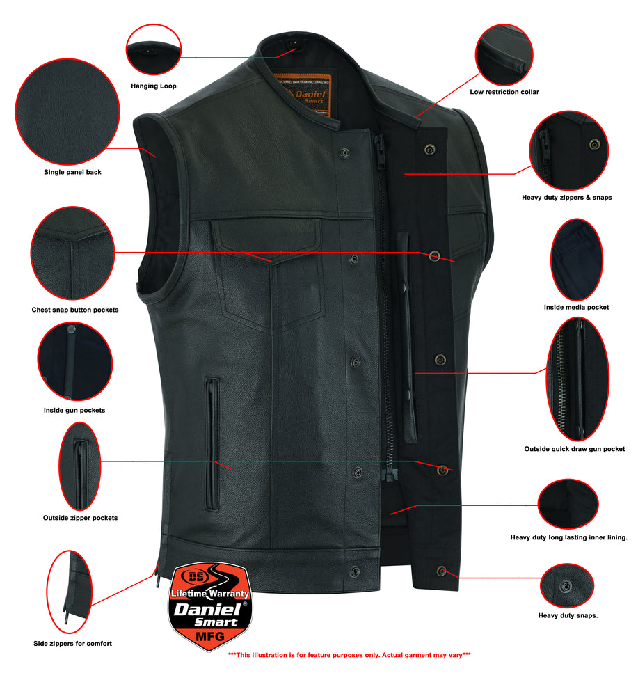 Eclipse Black Motorcycle Vest - Hidden Smart Access Pockets & Durable Lining