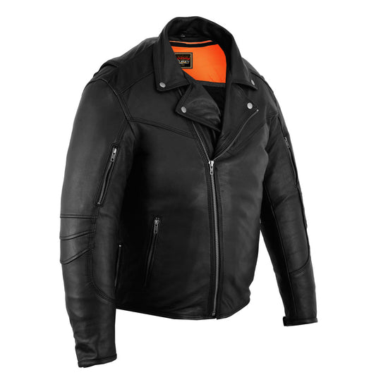 Black Speed Men's Motorcycle Leather Jacket  – Smart Access Pocket