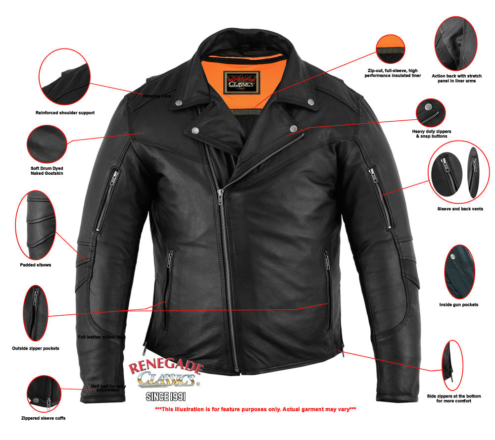Black Speed Men's Motorcycle Leather Jacket  – Smart Access Pocket