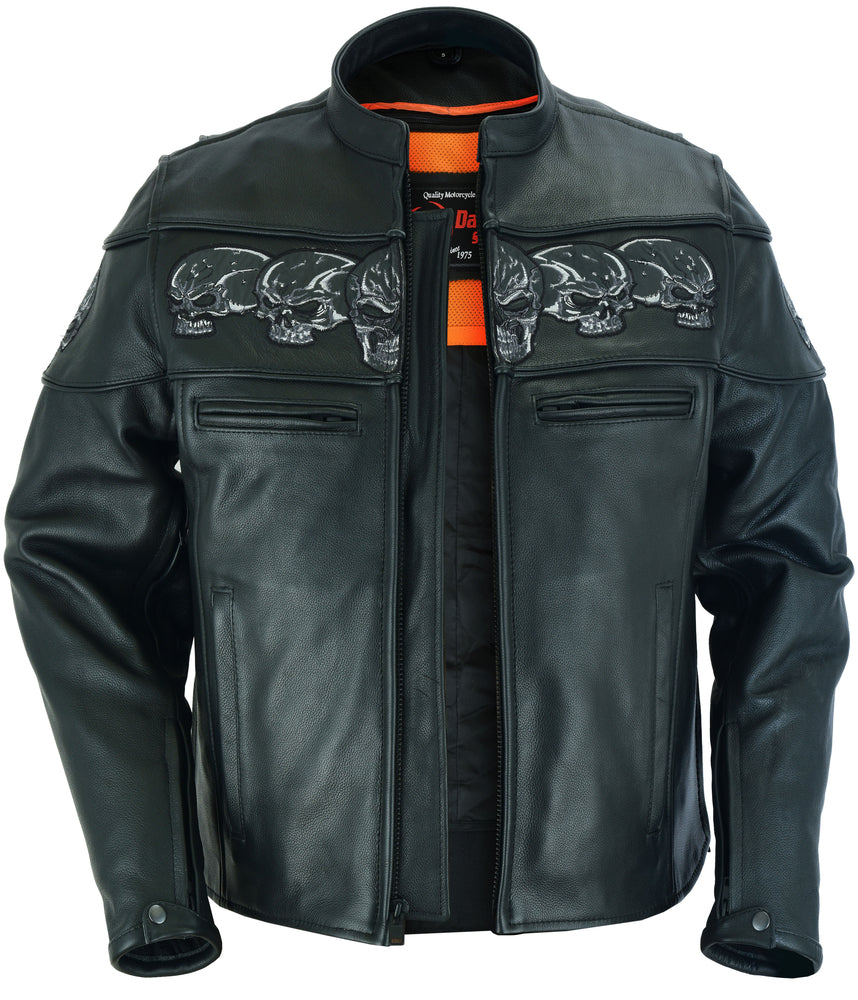 Men's Black Reflective Skulls Scooter Jacket