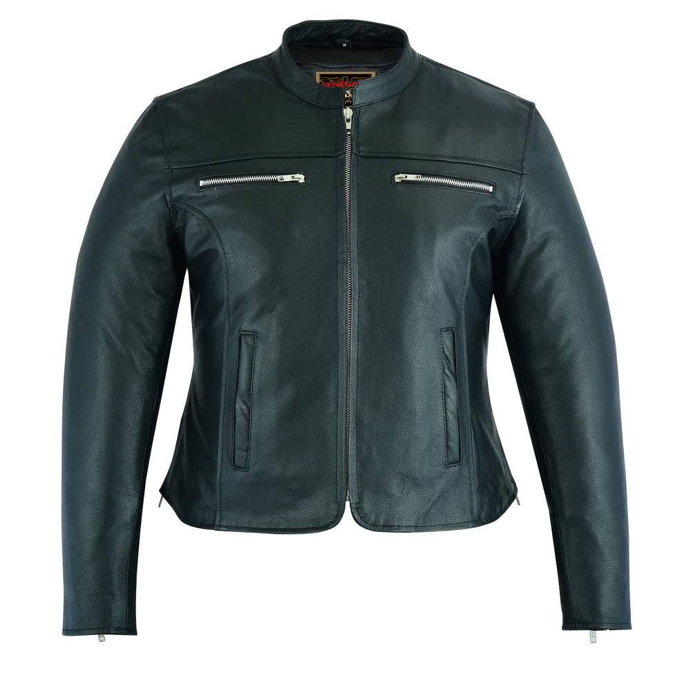 Road Queen Women's Black Leather Biker Jacket