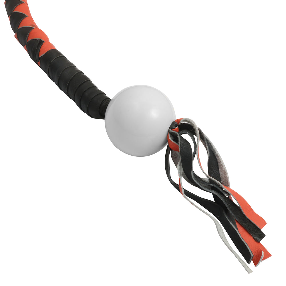 GBW209B Leather Biker Whip-Orange/Black W / White Pool Ball