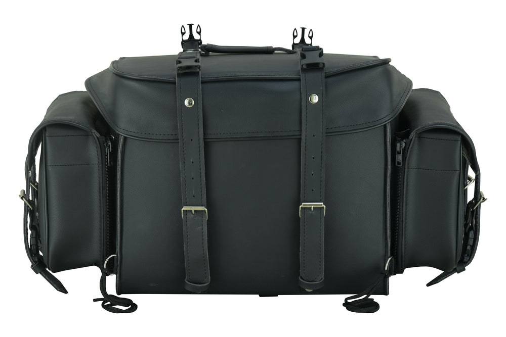 Leather Black PVC Large Four Piece Motorcycle Touring Tail Bag