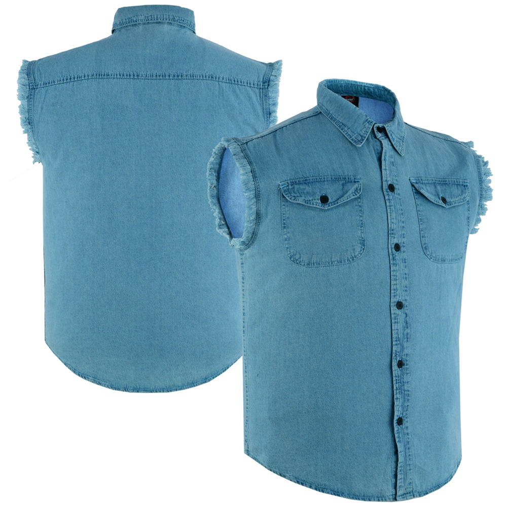 DM6002 Men's Blue Lightweight Sleeveless Denim Shirt