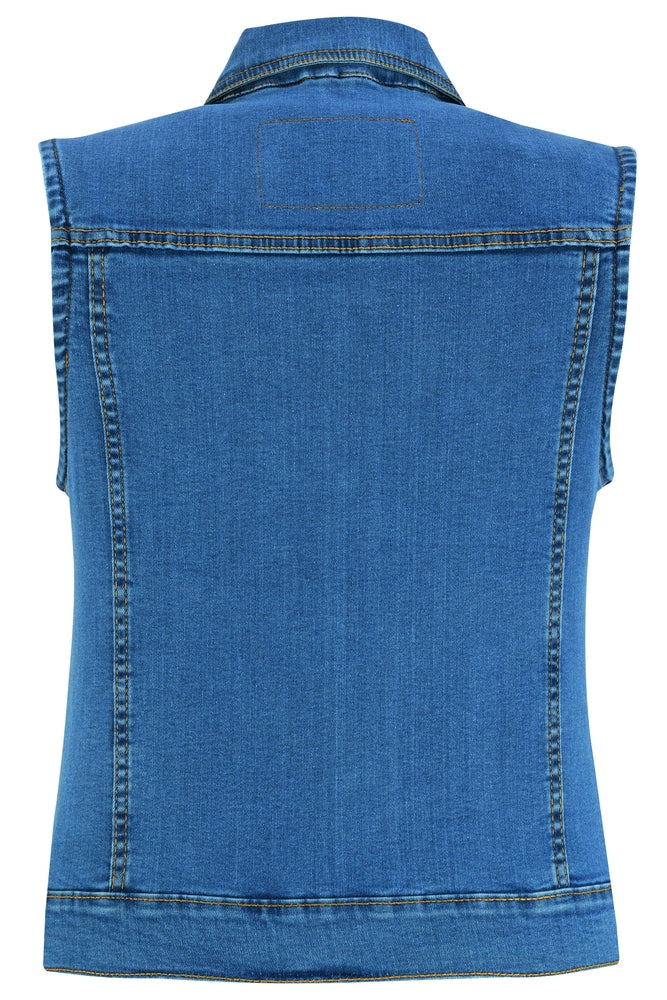 DM943  Women's Blue Denim Snap Front Vest