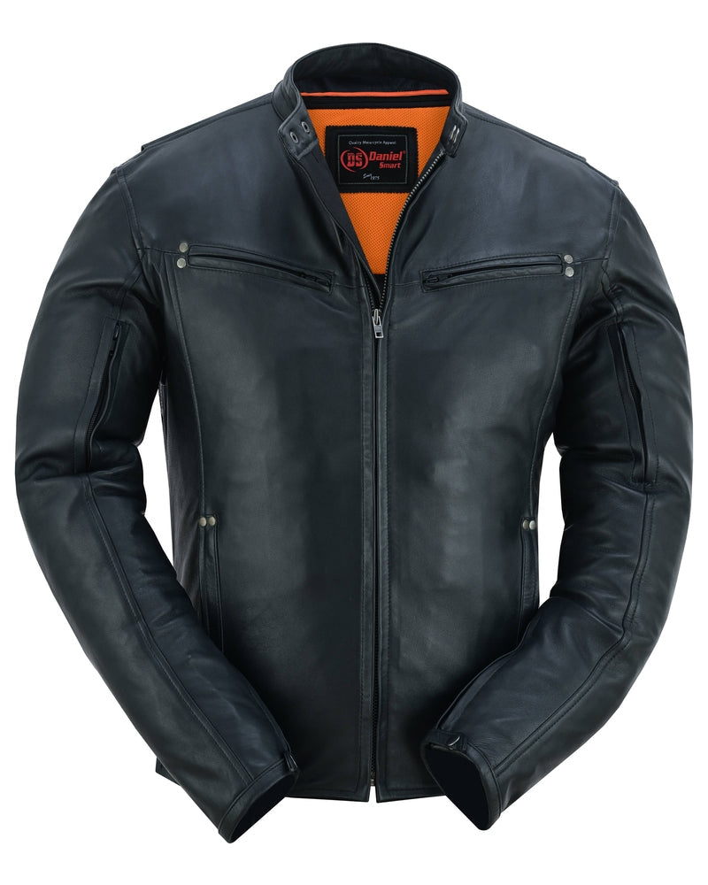 Men's Lightweight Drum Dyed Naked Lambskin Jacket - Black