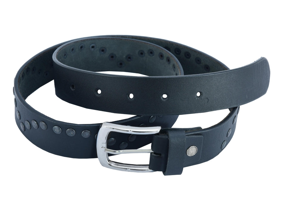 BLT2014 Super Cool Curved Pattern Studded Leather Belt