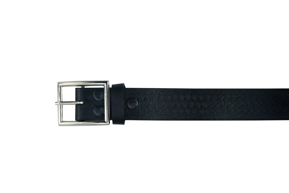 BLT2015 Timeless Black Basket Weave Pattern Leather Belt