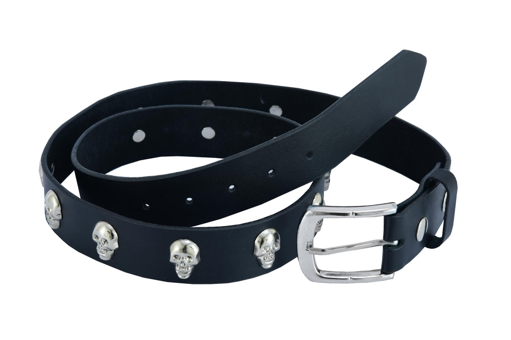 BLT2017 Skull Heads Black Genuine Leather Belt