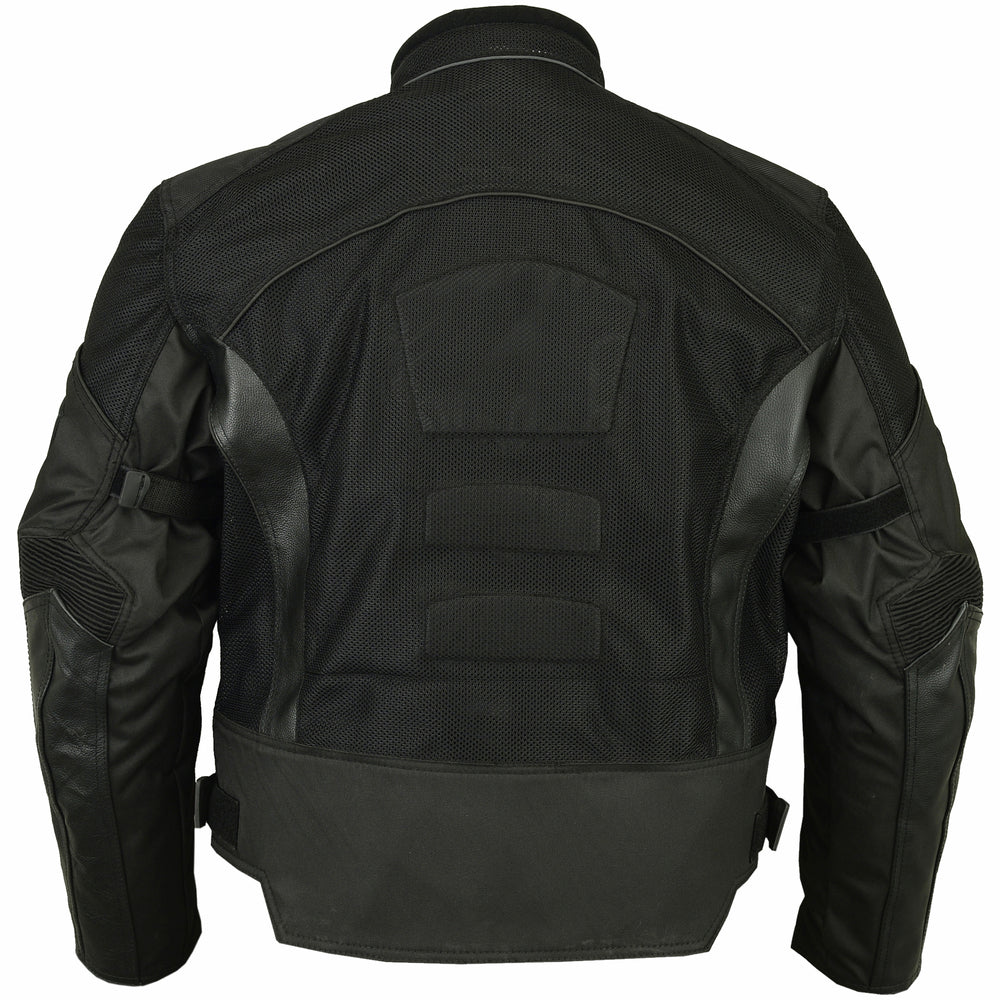 Mens Leather & Mesh Motorcycle Jacket  – Waterproof Liner