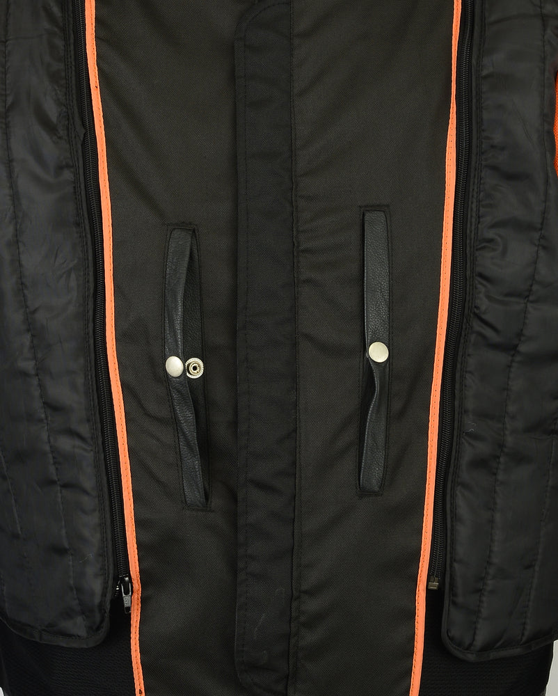 Men's Black Vented Motorcycle Jacket with Plain Sides