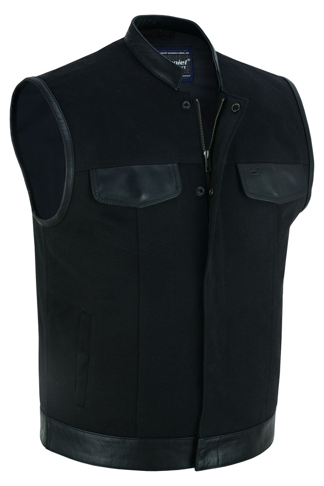 DS685 Canvas Material Single Back Panel Concealment Vest W/Leather Tr