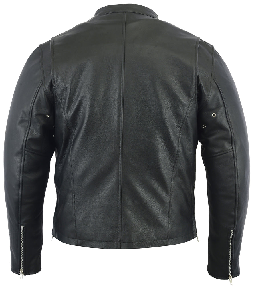 Men's Black Sporty Cruiser Jacket with Removable hood