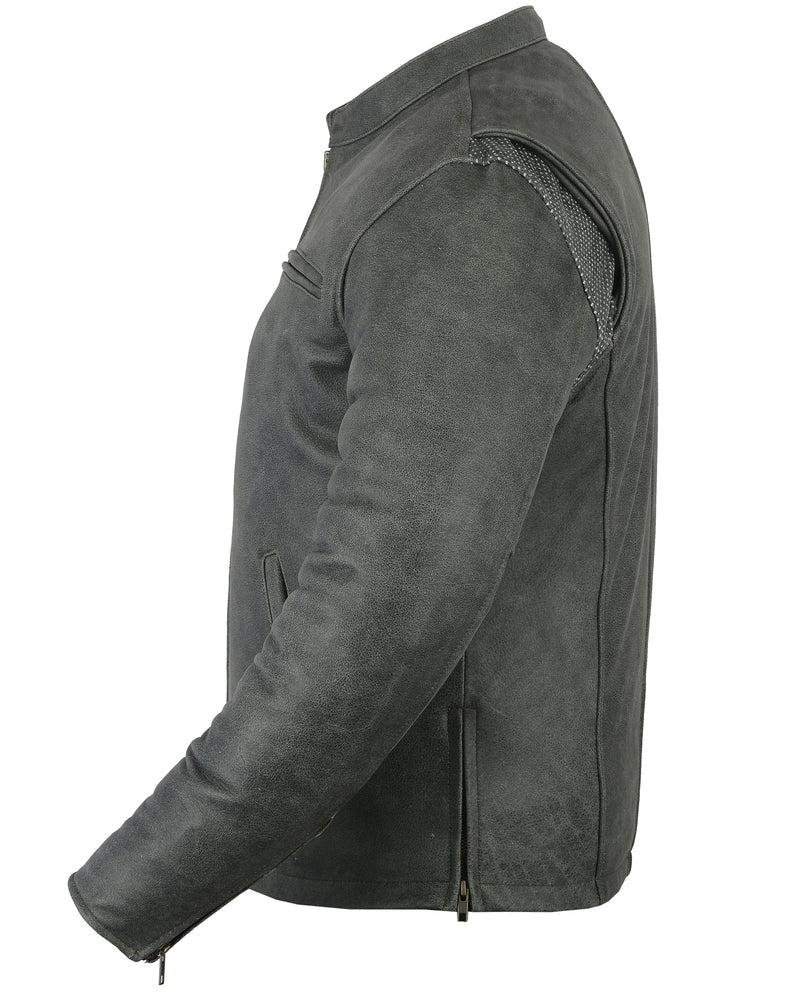 Men's Sporty Gray Leather Cruiser Jacket