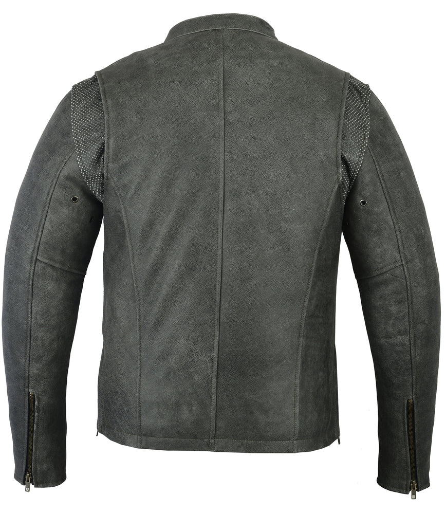 Men's Sporty Gray Leather Cruiser Jacket