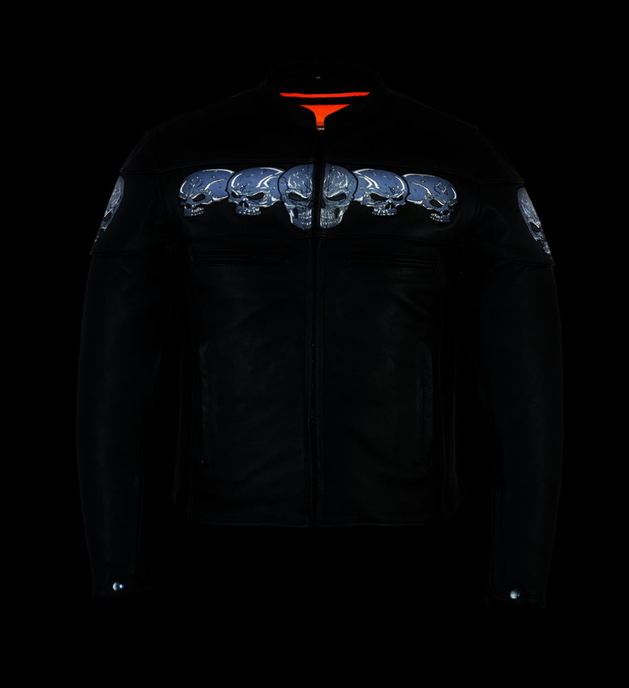 Men's Black Reflective Skulls Scooter Jacket