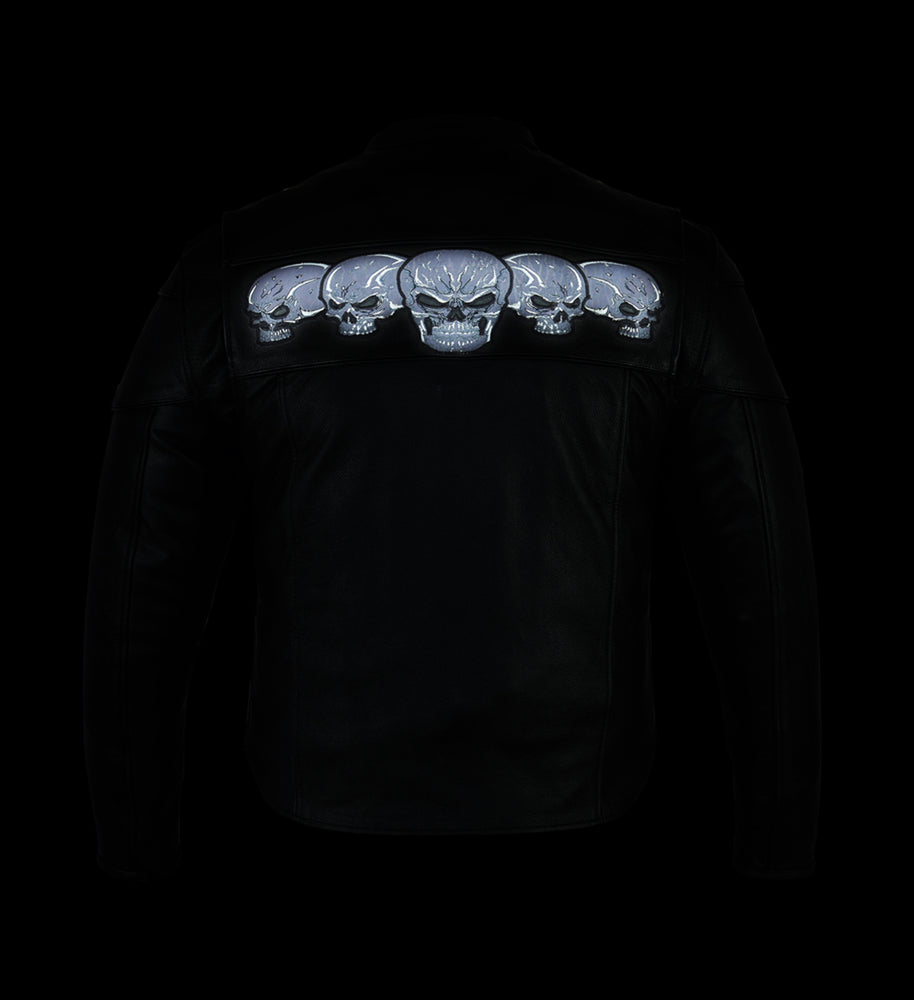 Men's Black Reflective Skulls Scooter Jacket