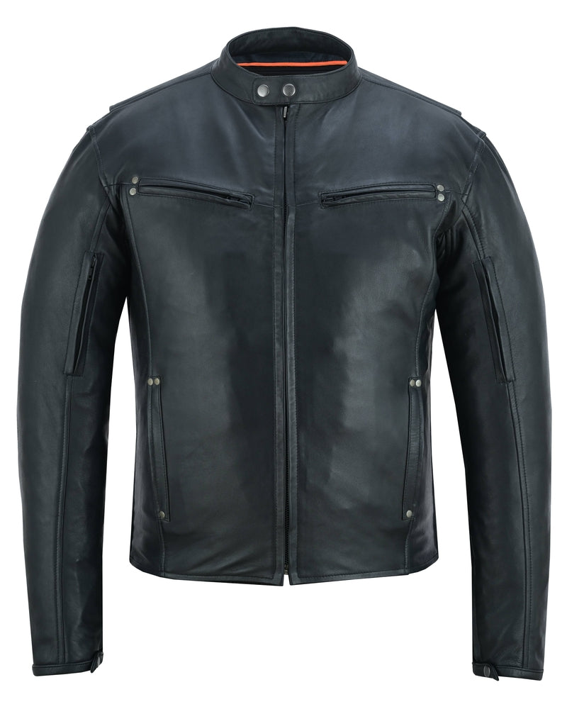 Men's Lightweight Drum Dyed Naked Lambskin Jacket - Black