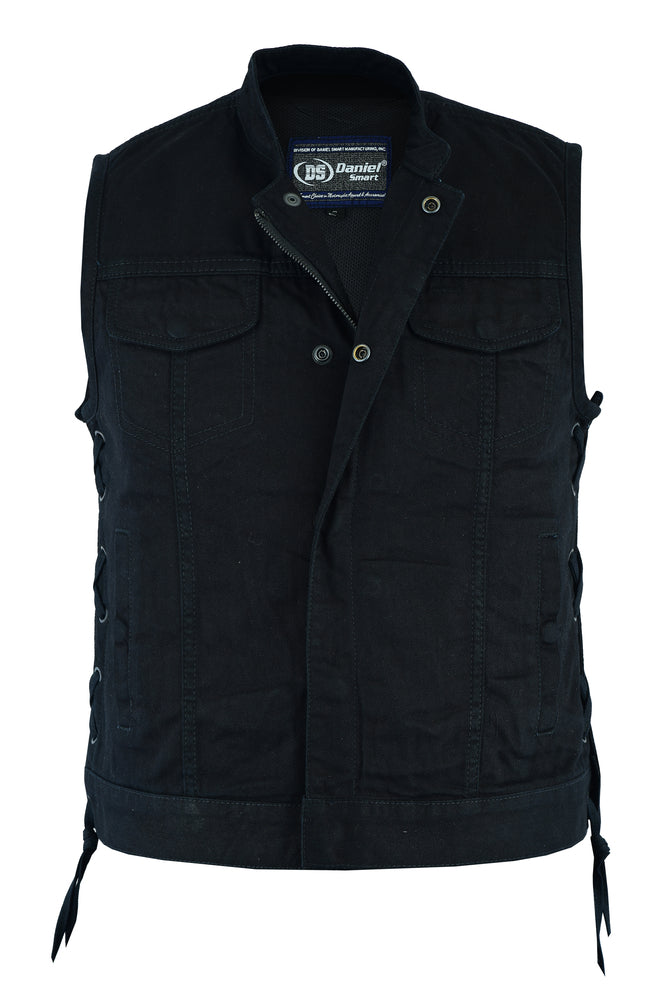 DM986 Women's Advance Side Laces Black Construction Denim Vest