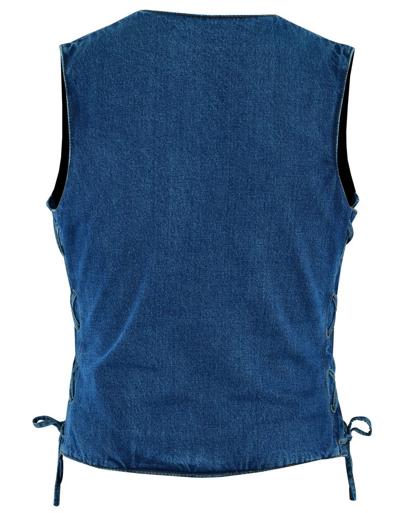 DM997 Women's Single Back Panel Concealed Carry Denim Vest - Blue