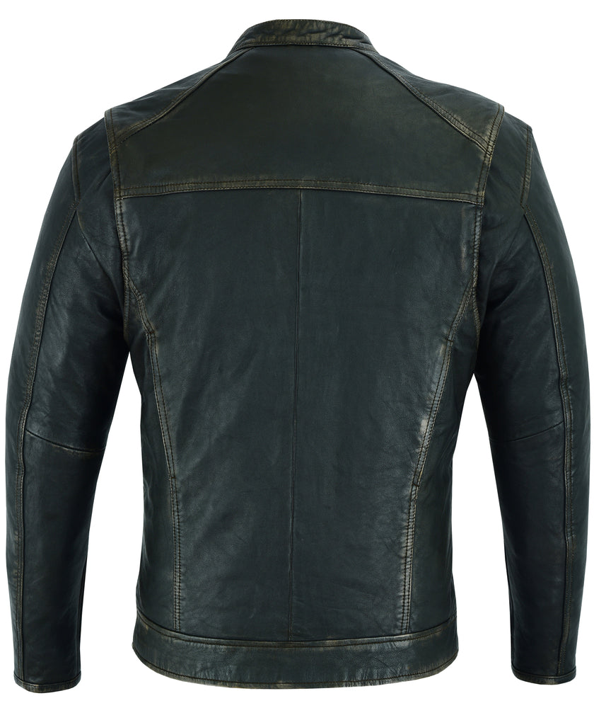 Men's Cruiser Jacket in Lightweight Drum Dyed Distressed Naked - Olive
