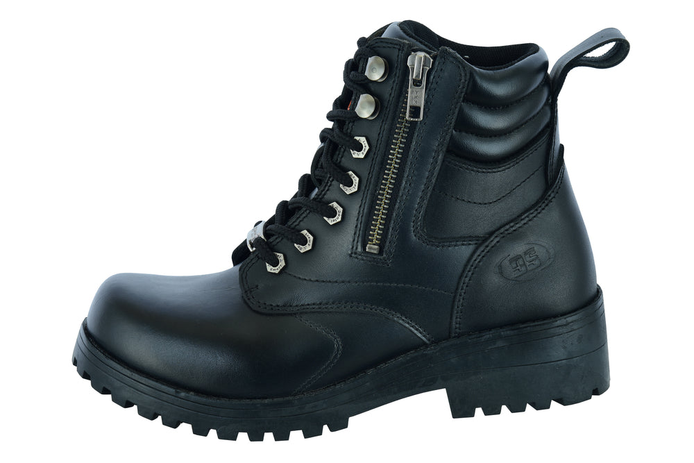 Women's Side Zipper Plain Toe Boots
