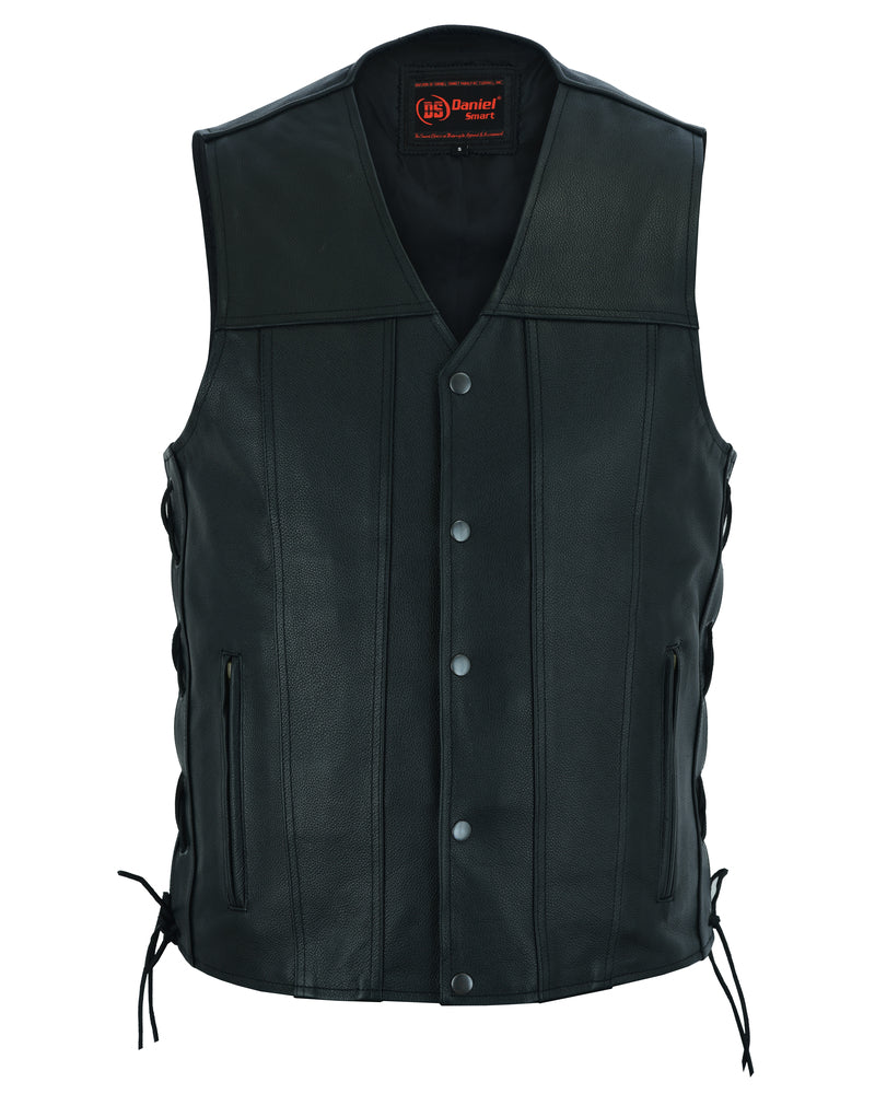 DS161TALL Men's Tall Classic Tapered Bottom Biker Leather Vest