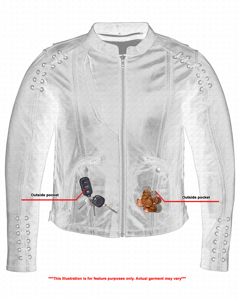 Women's Stylish Jacket with Grommet and Lacing Accents