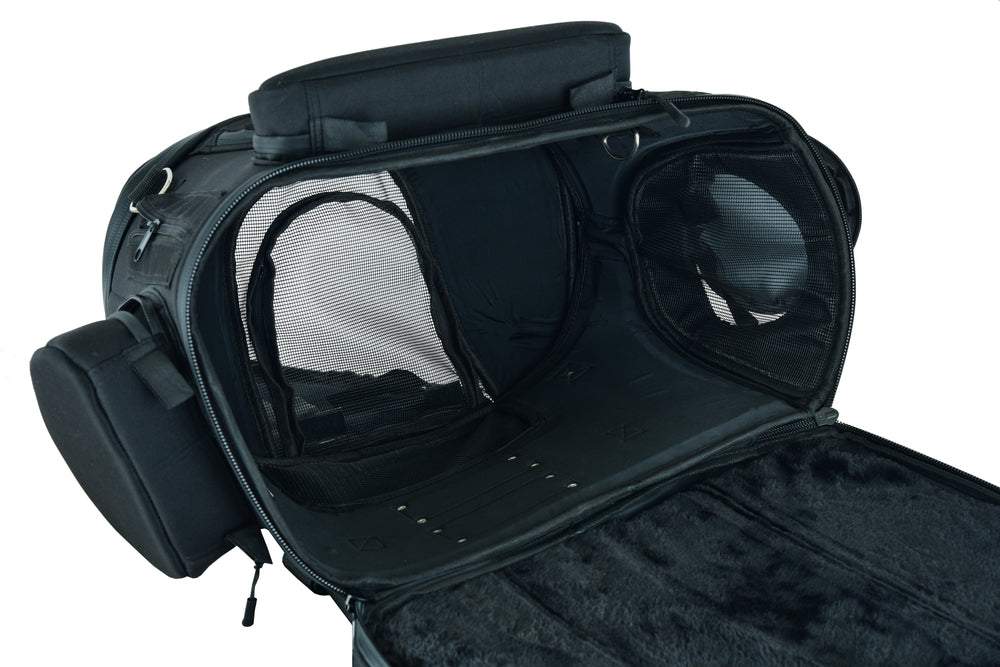 DS388 Daniel Smart Black Heavy Duty Textile Motorcycle Pet Carrier Si