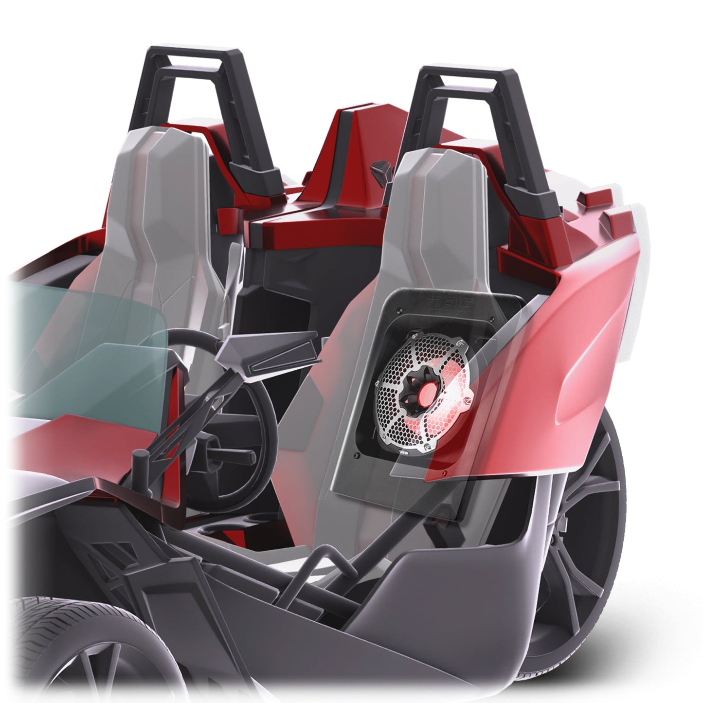 Polaris Slingshot Rear Subwoofer Enclosure Loaded | NXL-10SUB/BK and RGB LED Lights | Fits Either Passenger or Driver Side | 2015 - Current