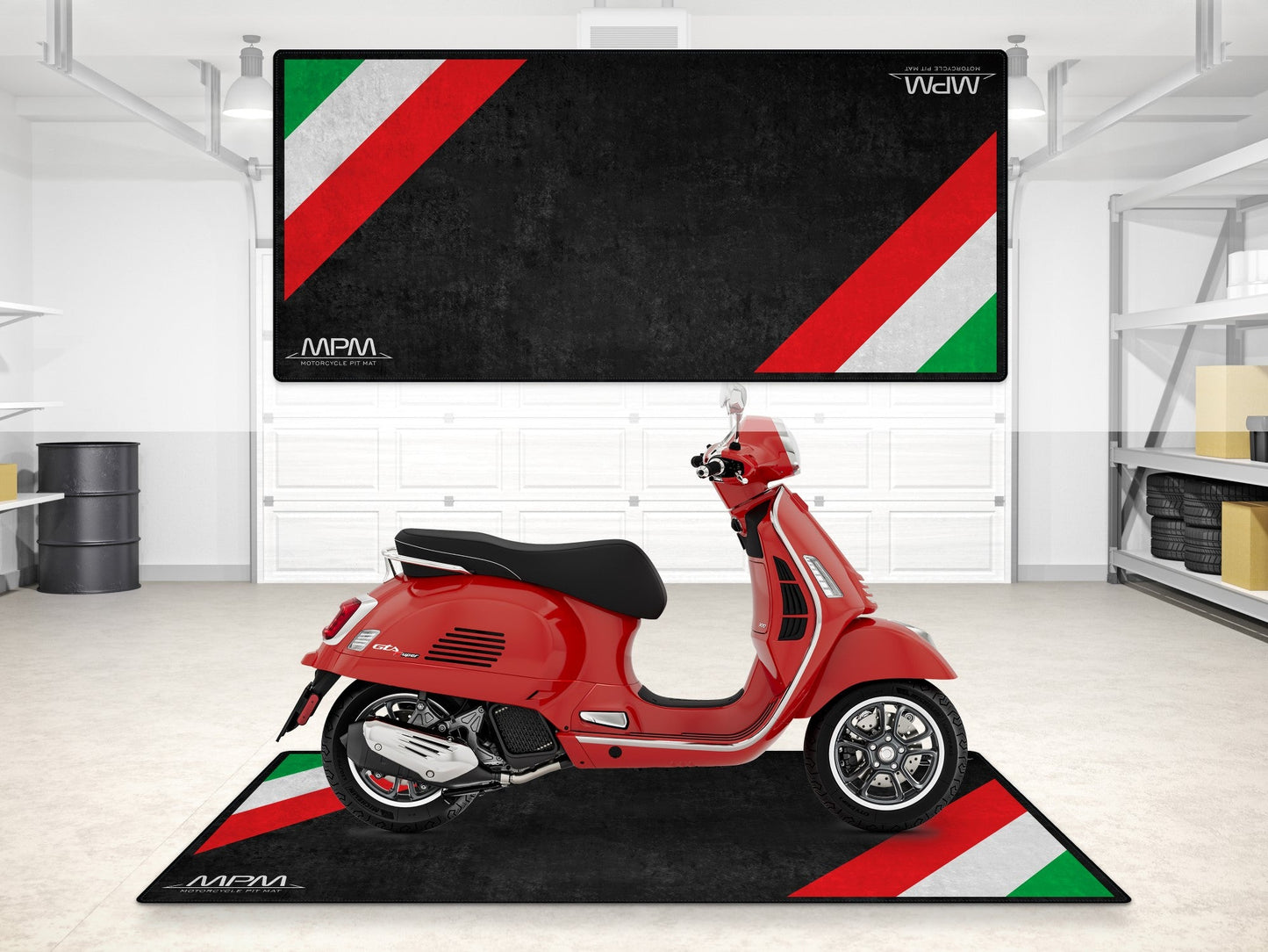 MPM Motorcycle Mat for Vespa Italian Flag- MM7216
